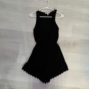 Abercrombie & Fitch Black Jumpsuit with High Neckline and Pom-Pom Trim